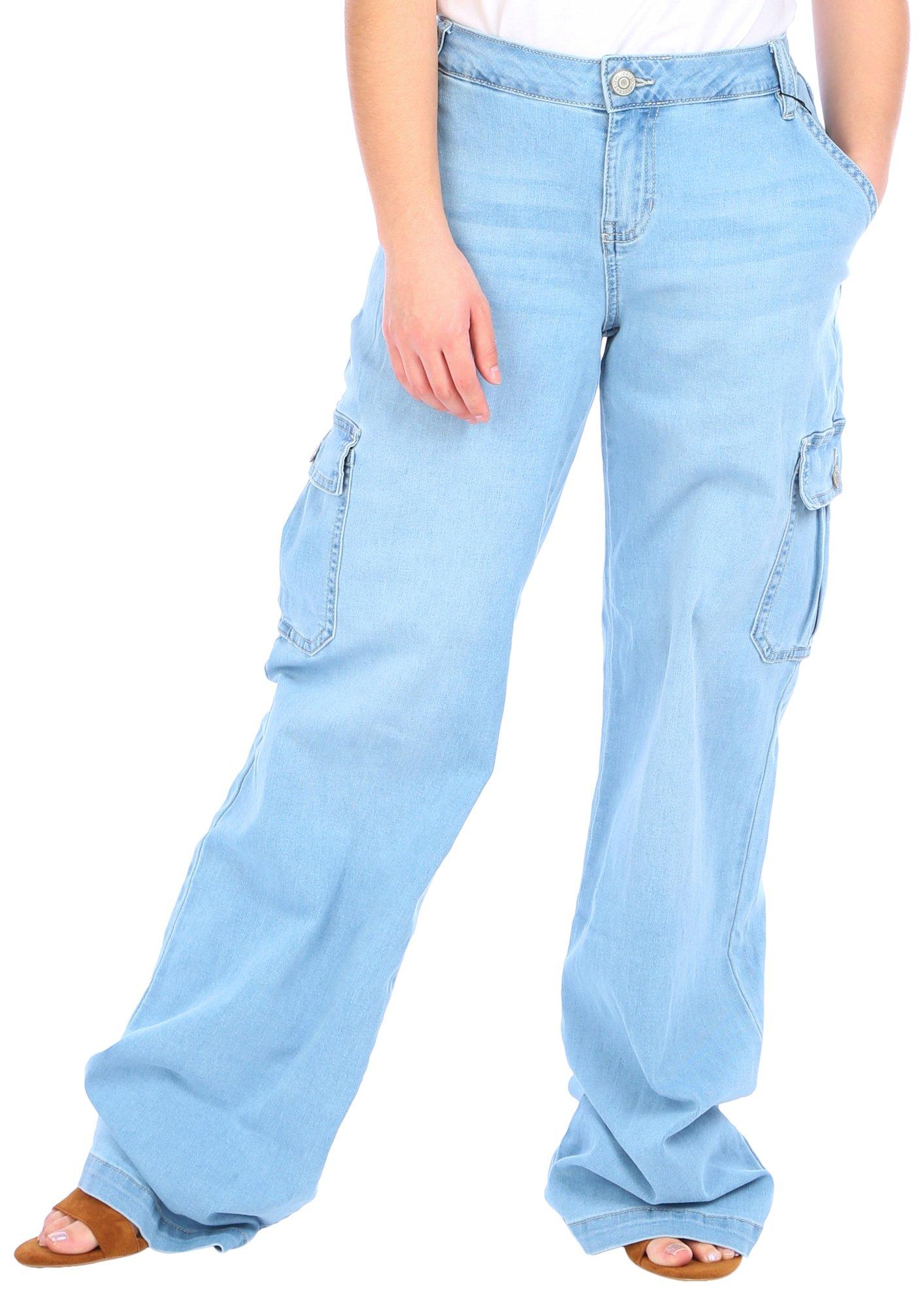 Juniors Solid Color Denim Skater Cargo Pants