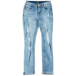 Flying Monkey Juniors Distressed Cuffed Skinny Jeans