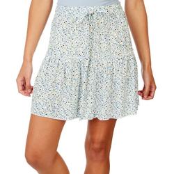 Juniors Floral Tie Front Tiered Skirt