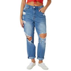 Juniors Deconstructed Roll Cuffed Jeans