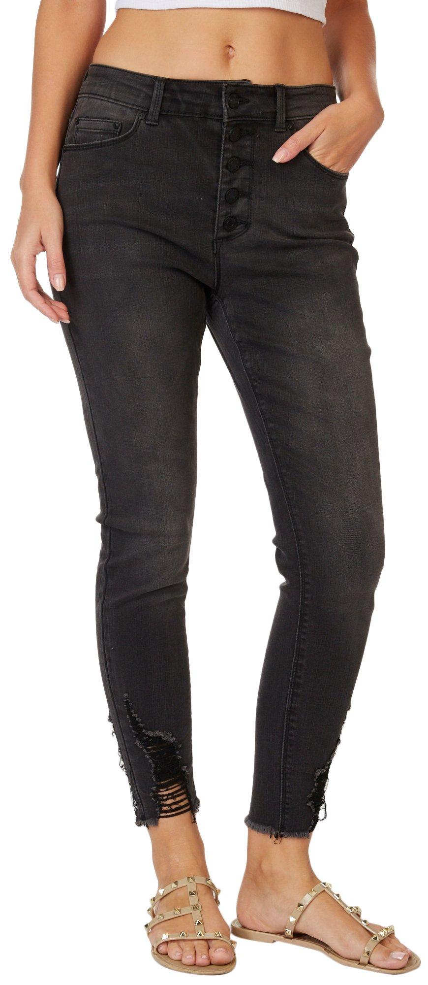 Indigo Rein Juniors 5 Button Freyed Hem Jeans