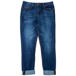 Juniors Mid-Rise One Button Cuffed Jeans
