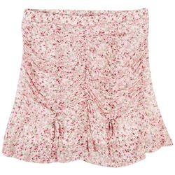 No Comment Juniors Floral Front Ruched Skirt