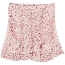 Juniors Floral Front Ruched Skirt