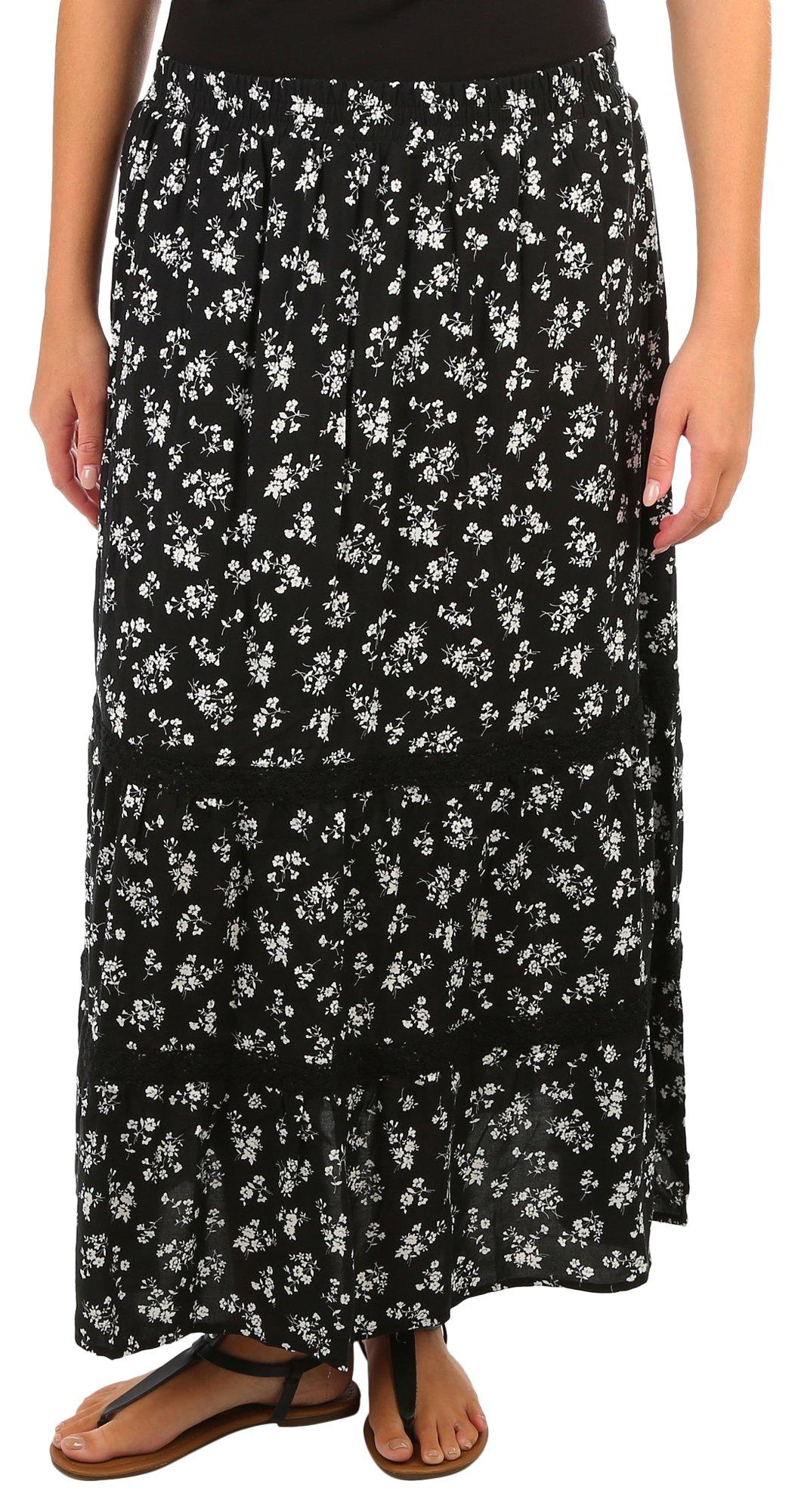 No Comment Juniors Floral Lace Midi Skirt