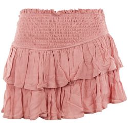 No Comment Juniors Solid Ruffle Smocked Skirt