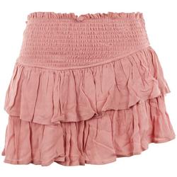 Juniors Solid Ruffle Smocked Skirt