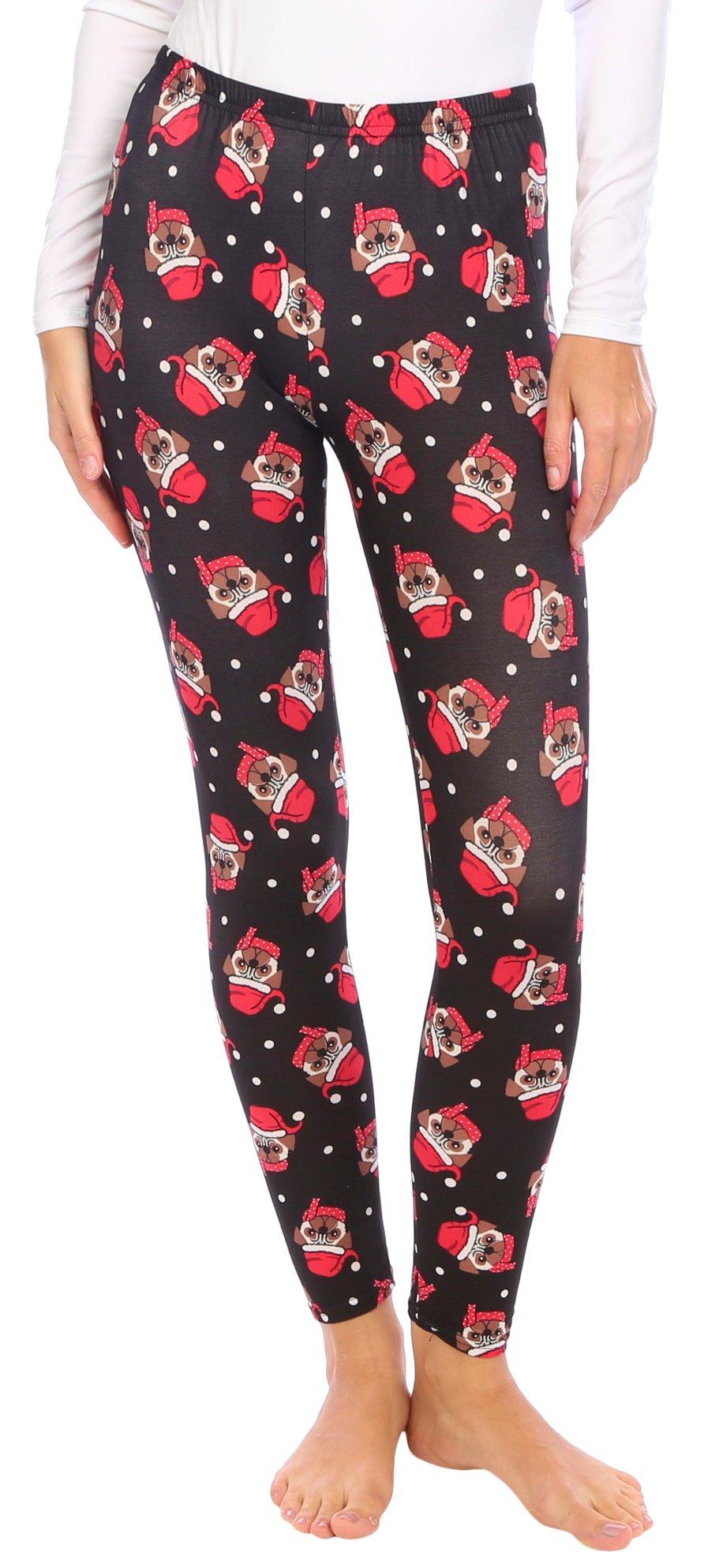 No Comment Juniors Christmas Dog Pattern Leggings