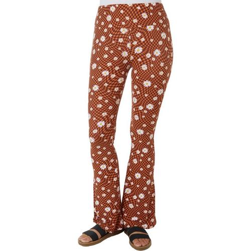 No Comment Juniors Daisy Checkerboard Knit Flare Pant