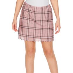 Juniors Plaid Mesh Mini Skirt
