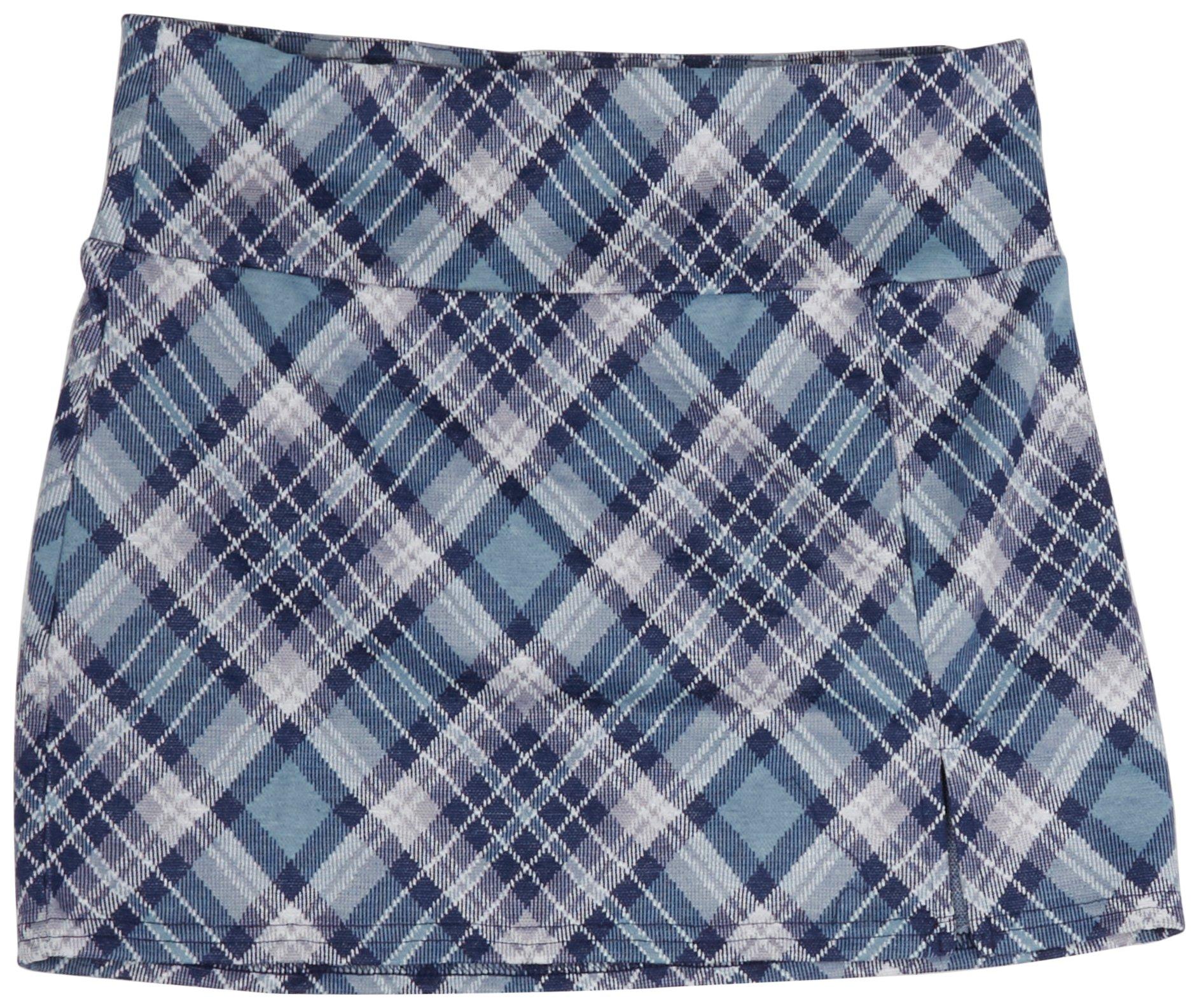 No Comment Juniors Plaid Slit Skirt