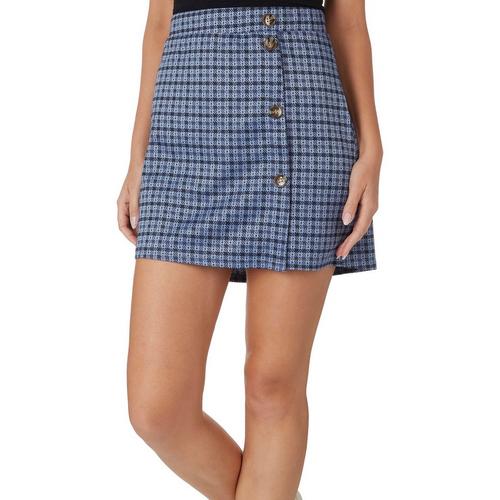 No Comment Juniors Hounds Tooth Skater Skirt