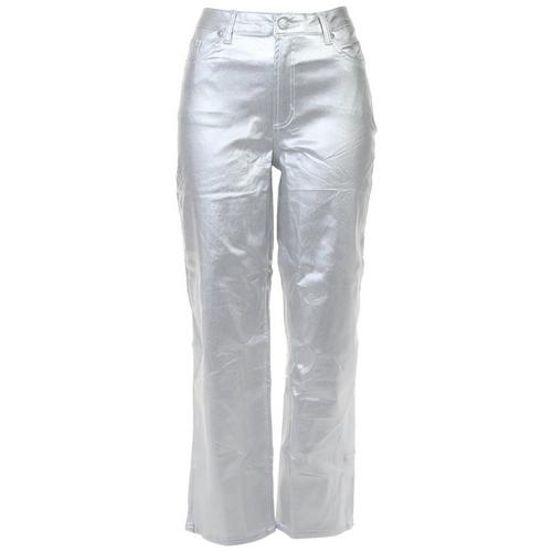 Almost Famous Juniors Metallic Stretch Dad Jeans
