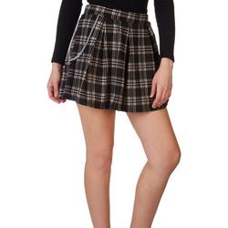 Juniors Plaid Chain Pleated Mini Skirt