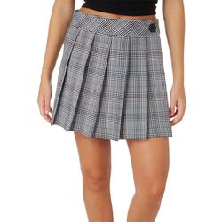 Joe Benbasset Juniors Plaid Mill Pleated Elastic Waist Skirt