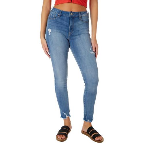 Rewash Juniors Whiskered Deconstructed Mid Rise Jeans