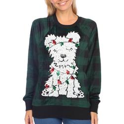 Sequined Plaid Puppy Long Sleeve Sweatshirt