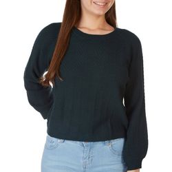 Warm & Cozy Juniors Solid Textured Copped Long Sleeve Top