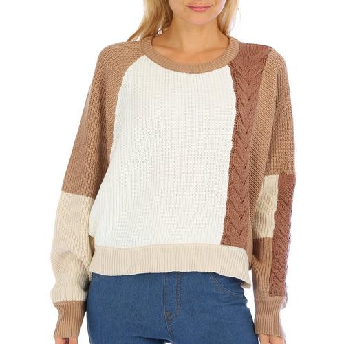 Juniors Colorblock Cable Pull On Sweater