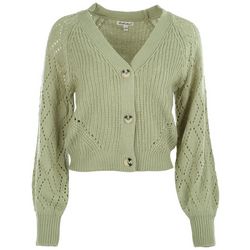 Juniors Mixed Stitch Knit Button Front Cardigan