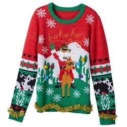 Juniors Cowboy Santa Ho Ho Ho Sweater