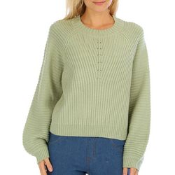 Juniors Solid Cut Out Cable Knit Pullover Sweater