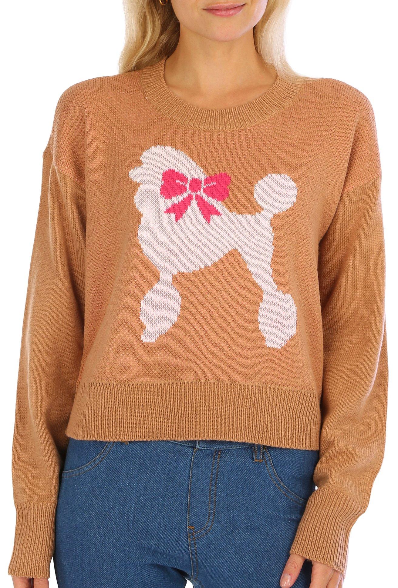 No Comment Juniors Large Poodle Long Sleeve Sweater