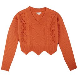 Derek Heart Junior Solid Mixed Stitch Cable Knit Sweater