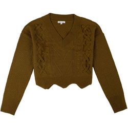 Derek Heart Junior Solid Mixed Stitch Cable Knit Sweater