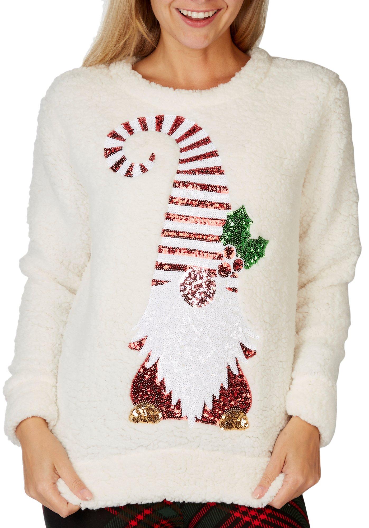 Sequined Gnome Sherpa Long Sleeve Sweater
