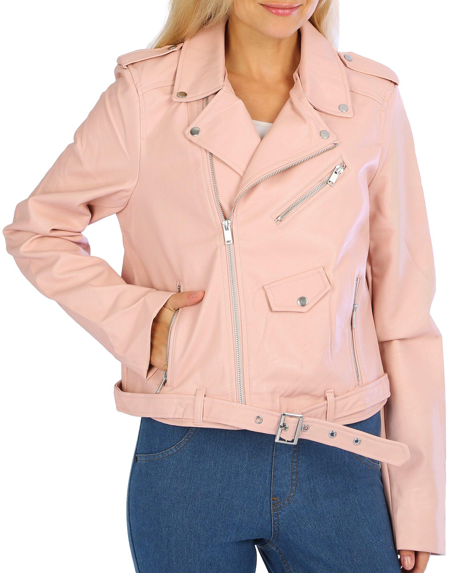 Juniors Solid Lined Faux Leather Moto Jacket
