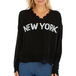 Juniors V-Neck New York Sweater