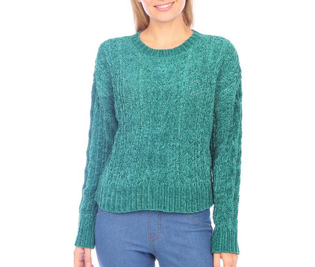 Juniors Cable Chenille Sweater