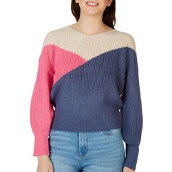 Juniors Color Block Strappy Open Back Sweater