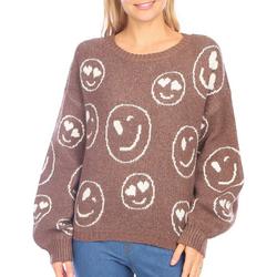 Juniors Smiley Mossy Pull Over Sweater