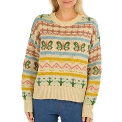 No Comment Juniors Butterfly Fair Isle Pull Over Sweater