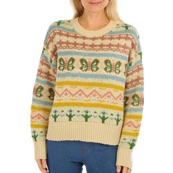 Juniors Butterfly Fair Isle Pull Over Sweater