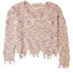 No Comment Juniors Multicolor Frayed Sweater