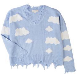 No Comment Juniors Distressed Cloud Sweater