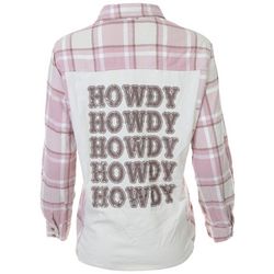 Roxy Juniors Plaid Howdy Back Button Down Shirt