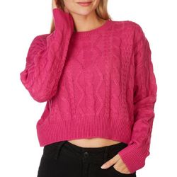 No Comment Juniors Solid Front Knit Cropped Sweater
