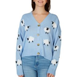 No Comment Juniors Sheep Button Down Cardigan