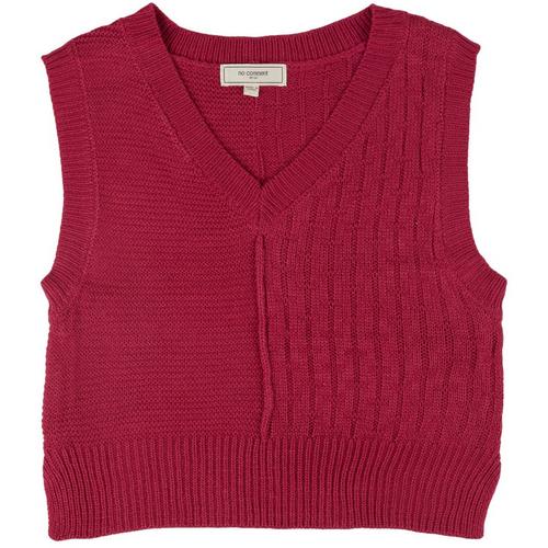 No Comment Juniors Solid Mixed Stitch Cable Sweater