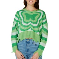 No Comment Juniors Distressed Butterfly Sweater