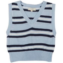 No Comment Juniors Striped V Neck Pullover Sweater Vest