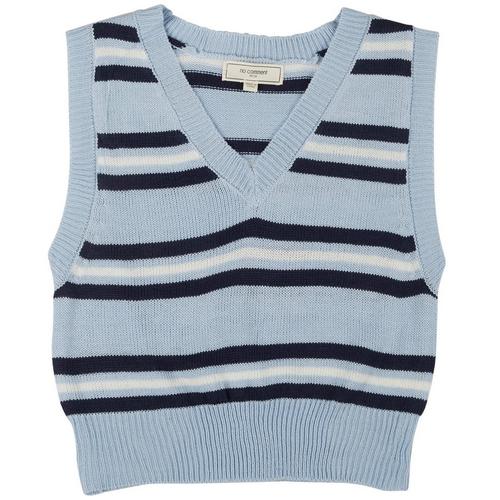 No Comment Juniors Striped V Neck Pullover Sweater