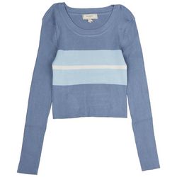 No Comment Juniors Wide Stripe Ribbed Long Sleeve Top