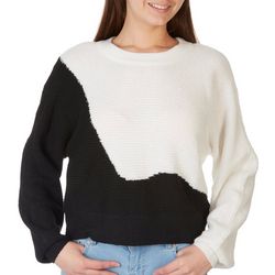 No Comment Juniors Waved Round Neck Sweater