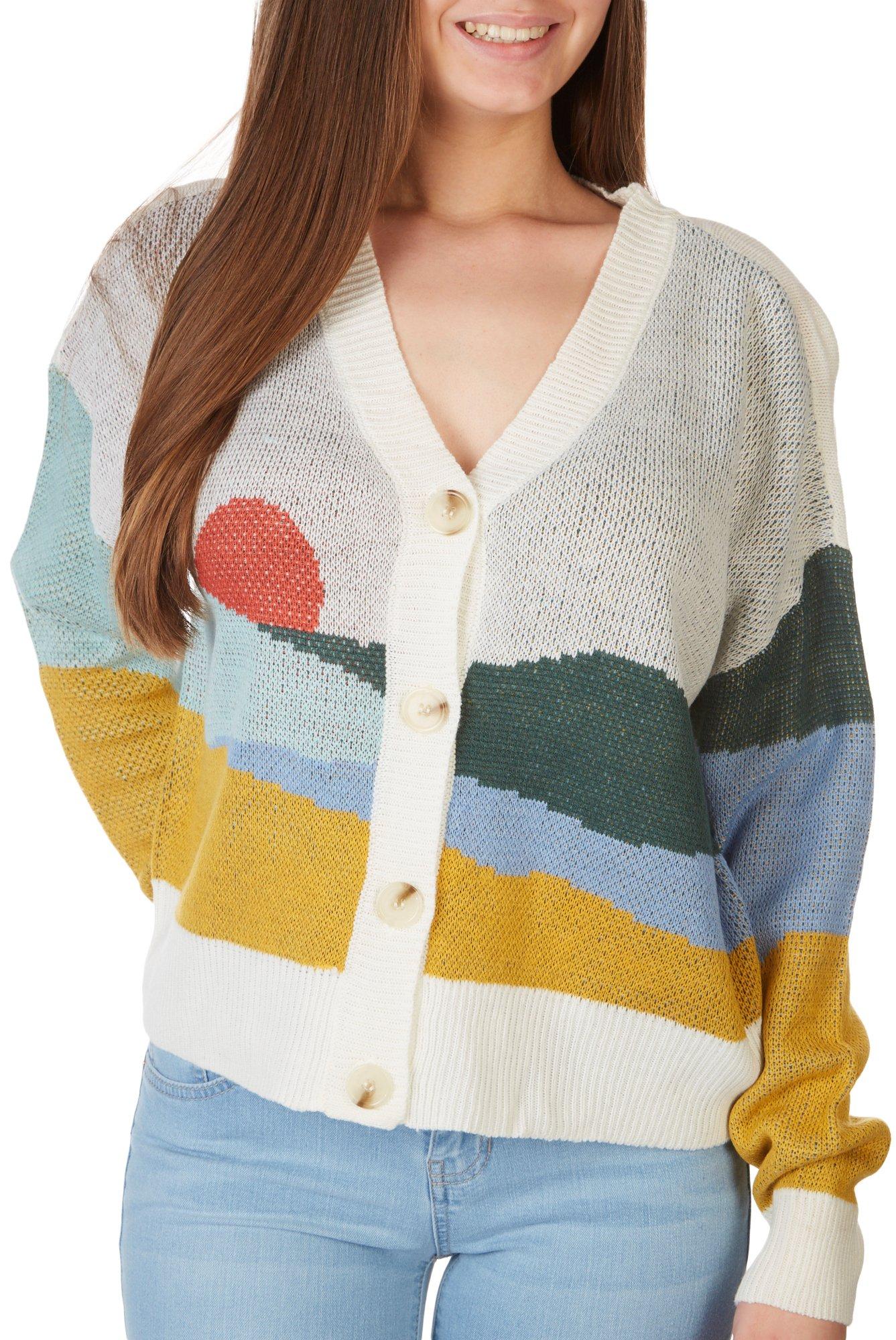 Juniors Landscape Button Down Cardigan