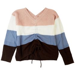Full Circle Trends Juniors Chinois Combo Tie Front Sweater